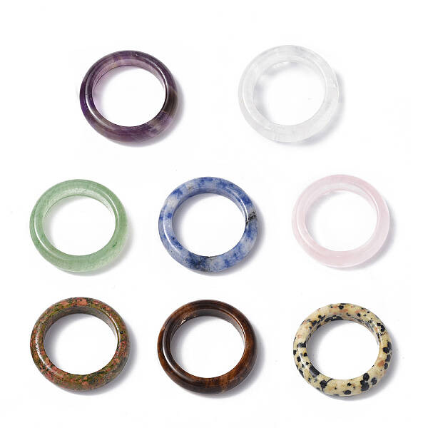 Natural Gemstone Plain Band Ring for Women