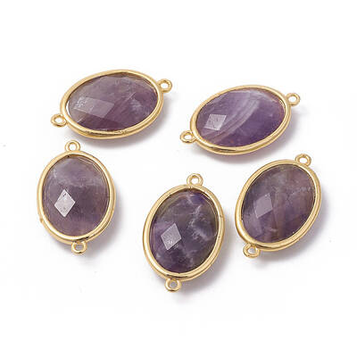 Golden Tone Brass Amethyst Links connectors
