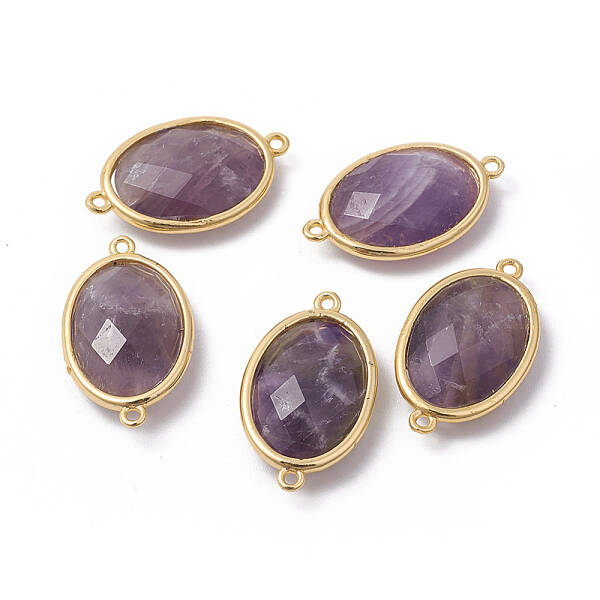 Golden Tone Brass Amethyst Links connectors