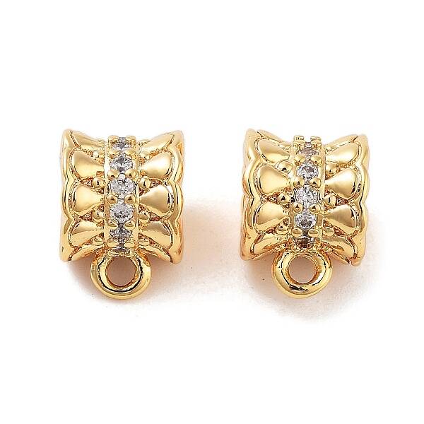 Brass Micro Pave Clear Cubic Zirconia Tube Bails