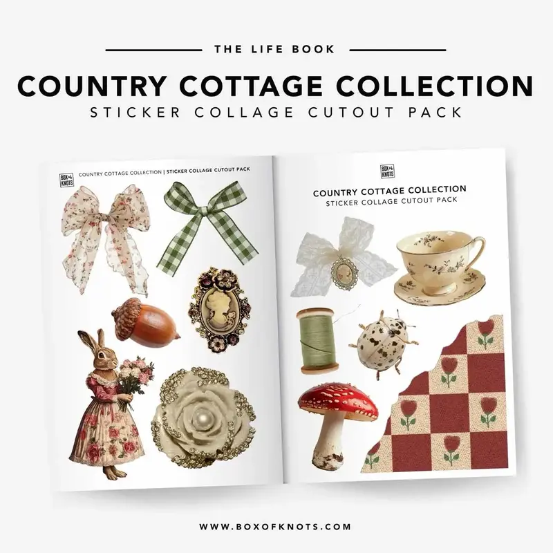 Country Cottage Collection Pack | Sticker Collage Club | Full Sticker Adhesive | Cottagecore | Paper Crafts | Creative Junk J...
