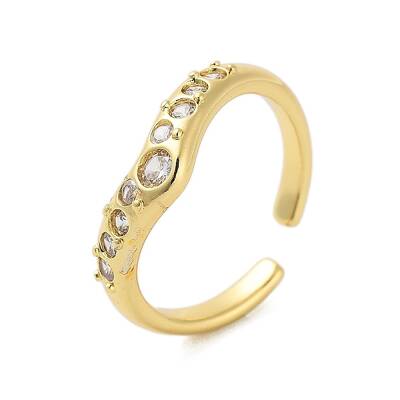 Brass Pave Cubic Zirconia Cuff Rings