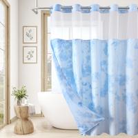 No Hooks Waffle Grey Shower Curtain Modern Simple Bathroom Curtain Bathroom Home Decor Set With Snap in Liner Set Waterproof ...
