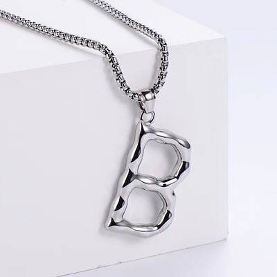 3Pcs Stainless Steel Textured Letter Pendants