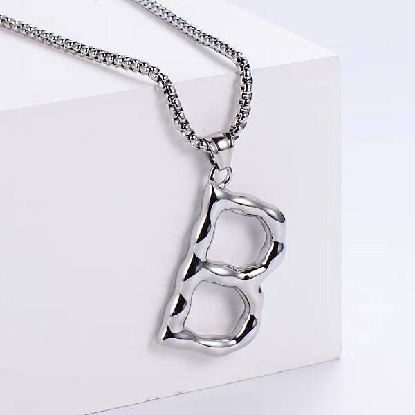 3Pcs Stainless Steel Textured Letter Pendants