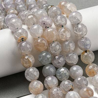 Faceted Natural Dragon Veins Agate Beads Strands