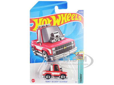 1983 Chevrolet Silverado Toon'd Pickup Truck Red and White Tooned Series Diecast Model Car by Hot Wheels