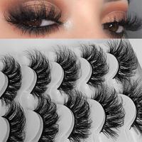 Fluffy Long False Eyelashes, 5 Pairs Natural Curling Eye Makeup Strip Lashes, Full Volume Eyelash for Lashes Extensions, Volu...
