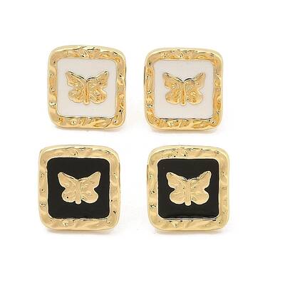 PVD Vacuum Plating Golden 304 Stainless Steel Stud Earrings for Women