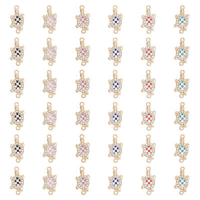 36Pcs 6 Colors Alloy Enamel Connector Charms