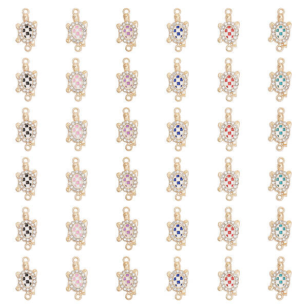 36Pcs 6 Colors Alloy Enamel Connector Charms