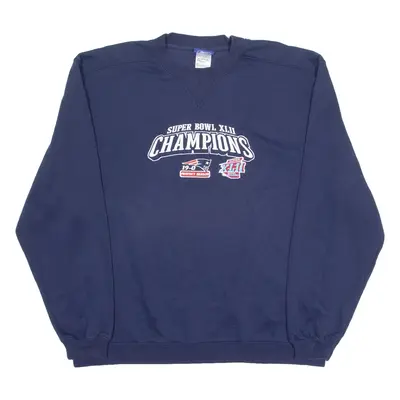 REEBOK New England Patriots Super Bowl Champions Mens Sweatshirt Blue USA L