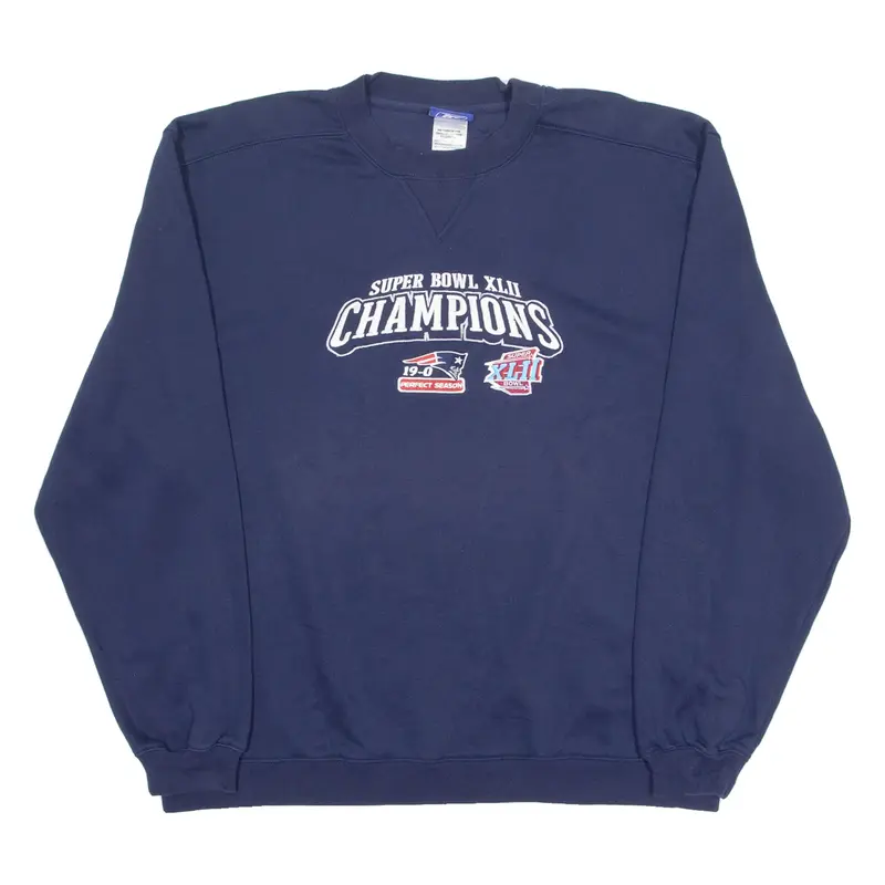 REEBOK New England Patriots Super Bowl Champions Mens Sweatshirt Blue USA L