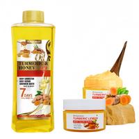 8.45 oz turmeric Massage oil and 3.4 oz turmeric Scrub for cleansing, moisturizing, skin care, massage Cosmetic Comfort Gentl...