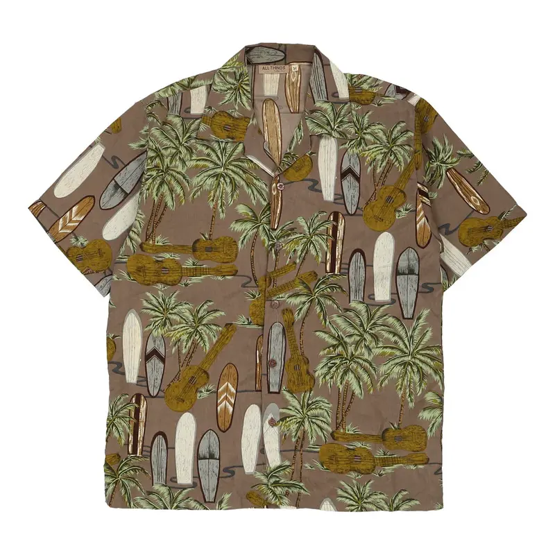 All Things Hawaiian Shirt - Medium Brown Cotton