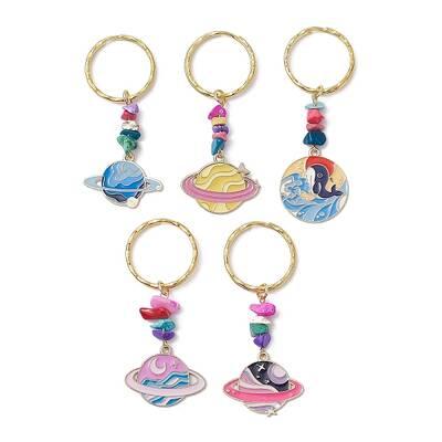 Planet Alloy Enamel Pendant Keychain