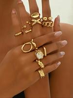 Women's Elegant Minimalist Ring Set, Stackable Rings, Trendy Exquisite Ring Set, Fashionable Jewelry As Birthday Gift for Gir...