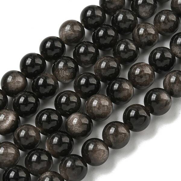 Natural Silver Obsidian Beads Strands