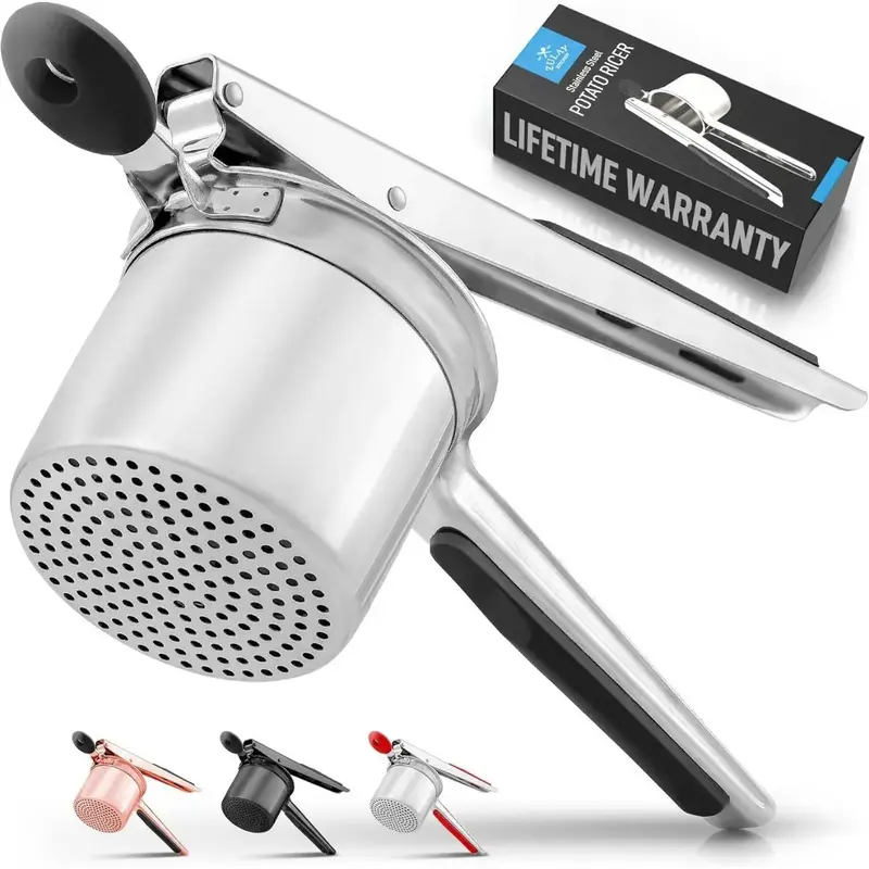 Zulay Kitchen 15oz Heavy Duty Potato Ricer - Stainless Steel Masher & Press for Perfect Mashed Potatoes - Durable Kitchen Gad...