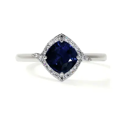 10K White Gold Cushion Cut Custom Engagement Ring Gemstone Anniversary Ring