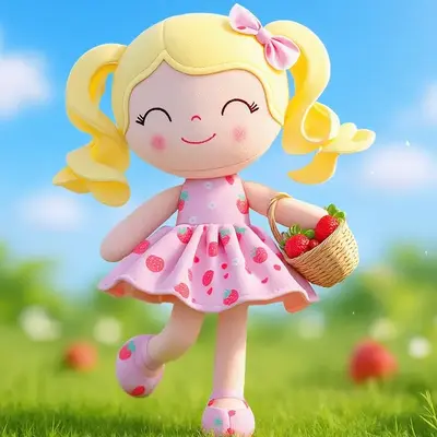 Gloveleya Plush Strawberry Doll First Baby Dolls Baby Girl Gift Christmas Gifts For 0 To 6 Years Girls Curly Hair Toy, 12 inc...