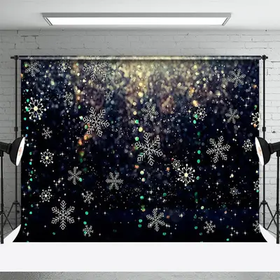 Silver Glitter Snowflakes Bokeh Winter Backdrop - Aperturee