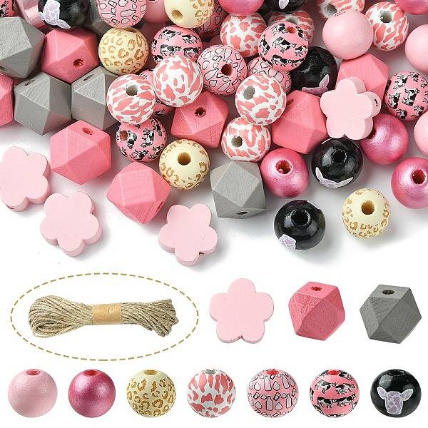 DIY Animal Cattle Theme Wooden Beaded Keychain Making Kits
