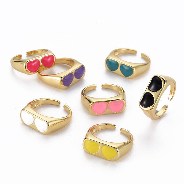 Brass Enamel Cuff Rings