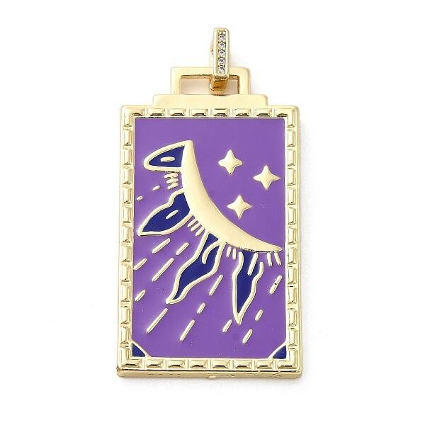 Brass Micro Pave Cubic Zirconia Pendant with Enamel
