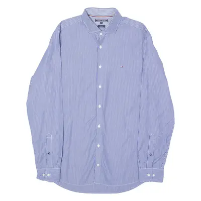 TOMMY HILFIGER Slim Fit Mens Shirt Blue Striped Long Sleeve XL