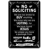 Humorous No Soliciting Sign for Front Door - Funny We're Voting for Jesus Metal Sign for House - Perfect Decorative Sign ...