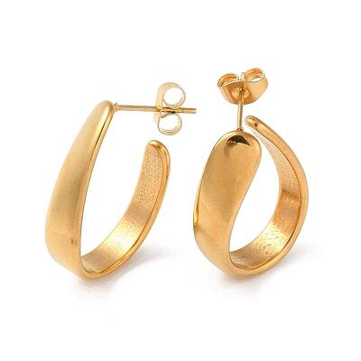 Ion Plating(IP) 304 Stainless Steel Teardrop Stud Earrings