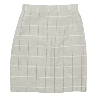 LADY FASHION Womens Pencil Skirt Grey Short Wool Check UK 10