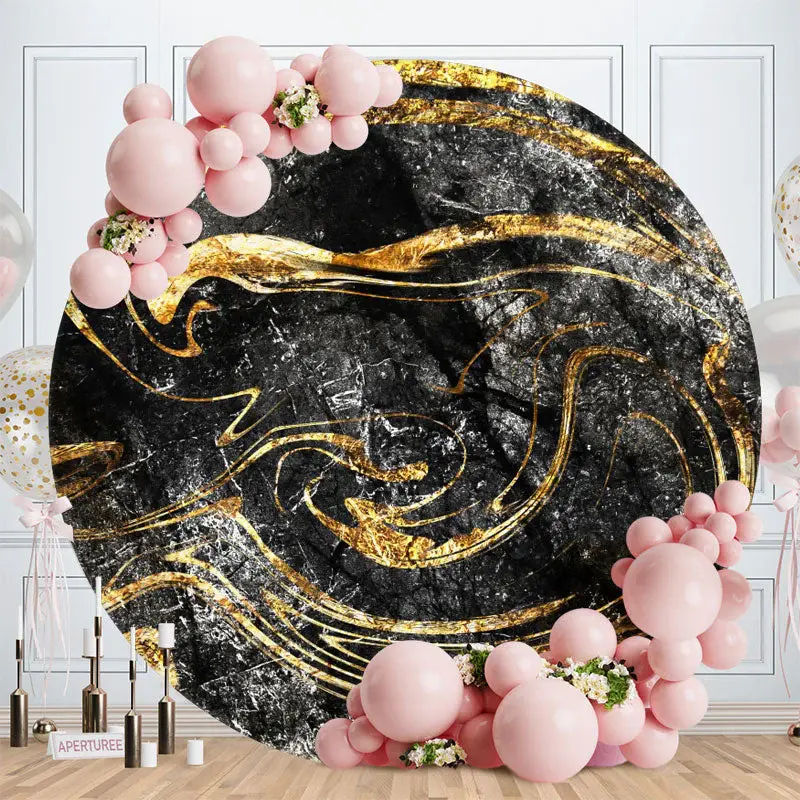Aperturee Gold Glitter Pink Girl Round Birthday Backdrop | Birthday Backdrop Ideas | Customized Backdrop For Birthday | Round...