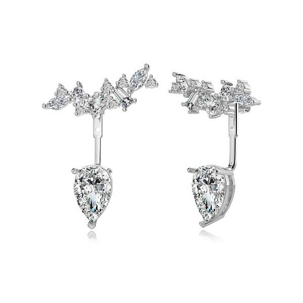 Teardrop 925 Sterling Silver Micro Pave Cubic Zirconia Stud Earrings for Woman