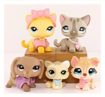 diylpshome Miniature Cat and Dog Figures with LPS Collectable - Cute Toys for Group Play & Imagination, 2-2.75\