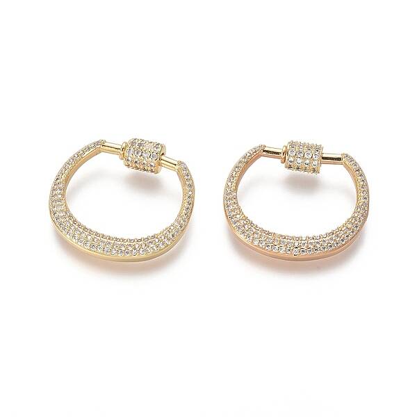 Brass Micro Pave Cubic Zirconia Screw Carabiner Lock Charms