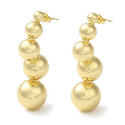 Rack Plating Brass Round Ball Dangle Stud Earrings
