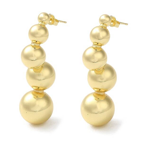 Rack Plating Brass Round Ball Dangle Stud Earrings