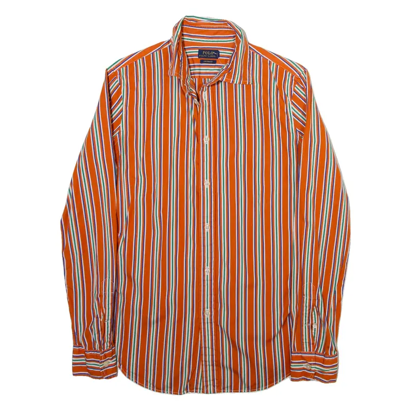 POLO RALPH LAUREN Womens Shirt Orange Striped Long Sleeve S