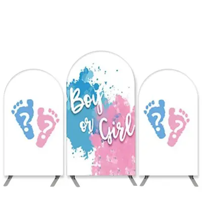 Aperturee Boy Or Girl Blue Pink Graffiti Baby Shower Arch Backdrop Kit | Custom Chiara Arched Covers | Custom Arched Wall | R...