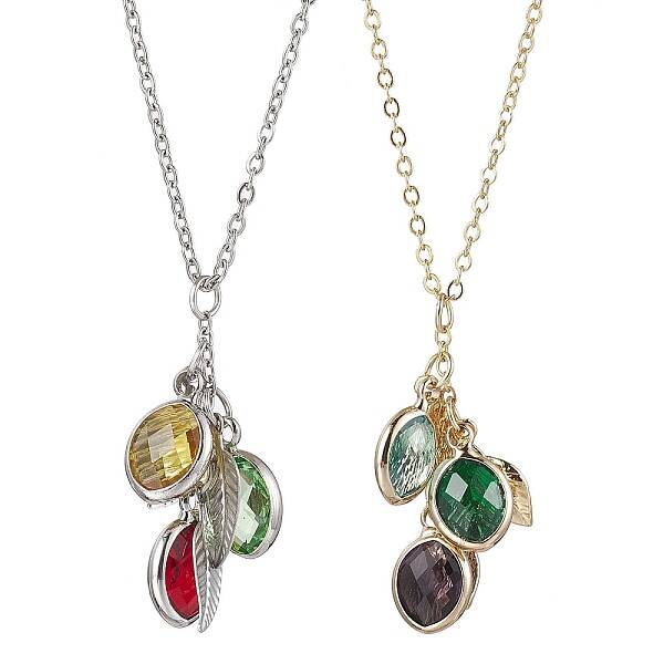 Stainless Steel and Glass Pendant Necklaces
