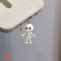 Cute Skull Design Phone Dust Plug, 2pcs Creative Phone Charging Port Dust Plug, Phone Accessories for iPhone & Android Phone