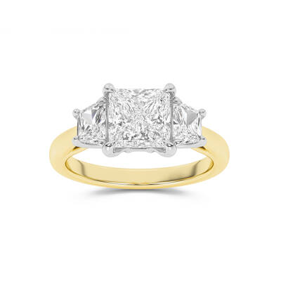 Amara Chand Lab Grown Princess Cut Diamond Engagement Ring |  Yellow Gold 1 3/4-4 3/4 CT. TW.