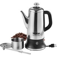 VEVOR 12-Cup Electric Percolator Coffee Pot, 304 Stainless Steel Coffee Percolator with Keep Warm Function & Heat-Resistant H...