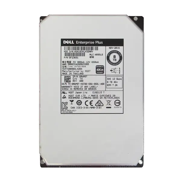 RWM9T Dell 8TB 12Gb/s SAS 7200 3.5-Inch Hard Drive