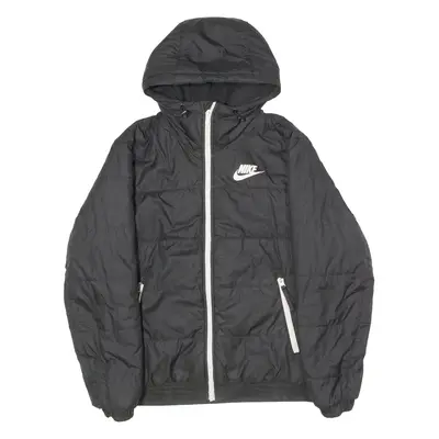 NIKE Mens Puffer Jacket Black Hooded S