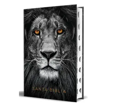 Biblia RVR 1960 letra grande tamaño manual, tapa dura León de Juda con índice / Spanish Bible RVR 1960 Handy Size Large Pr...