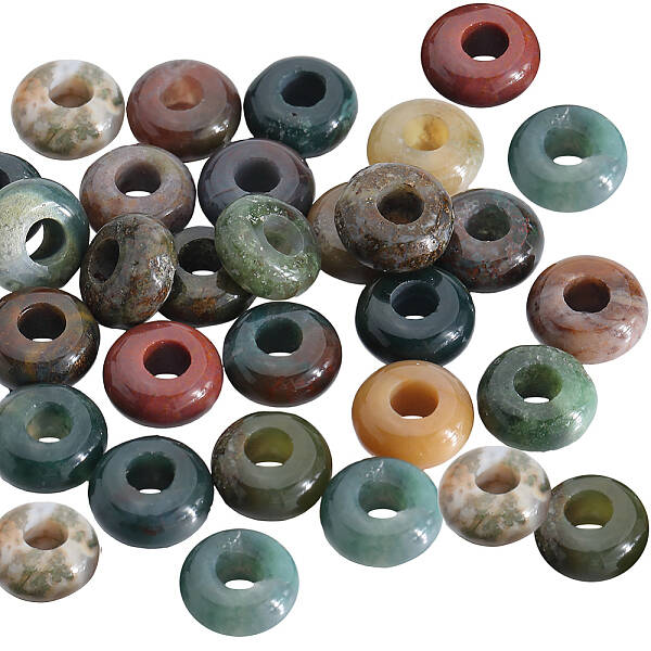 30Pcs Natural Indian Agate European Beads