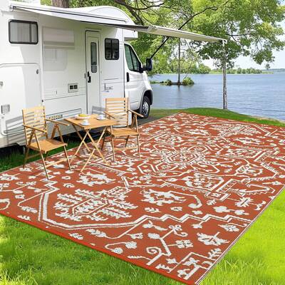 Garvee Waterproof Outdoor Rug 8x10 Reversible Plastic Straw UV-Resistant Durable Lightweight Portable for Patio Camping RV Be...
